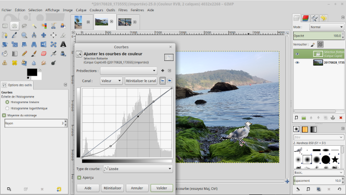 La création photographique en logiciel libre par GIMP ! Capture d'écran appartenant exclusivement à www.laplla.net.
