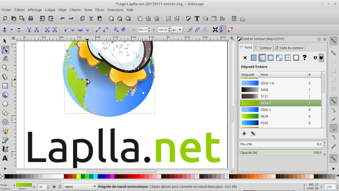 LAPLLA.net et Inkscape,le logiciel libre comme vecteur de création. Copie d'écran appartenant exclusivement à www.laplla.net.
